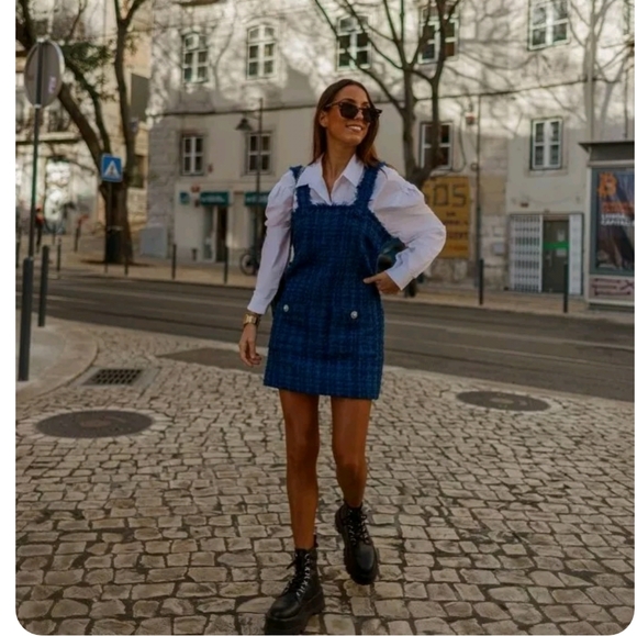 Zara | Dresses | Zara Textured Pinafore Dress | Poshmark